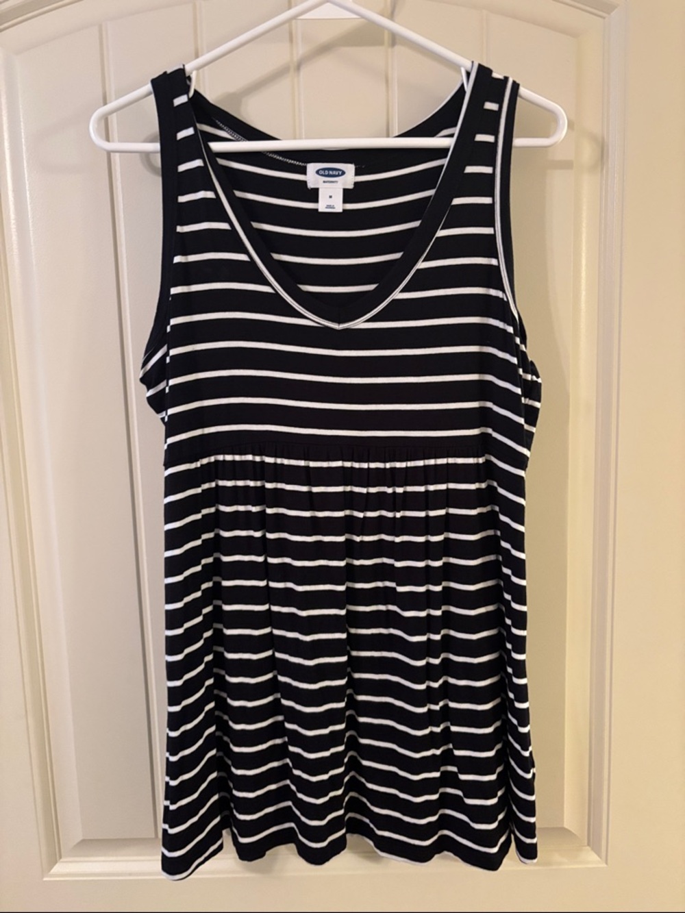 Old Navy Black and White Striped Tank with V-Neck